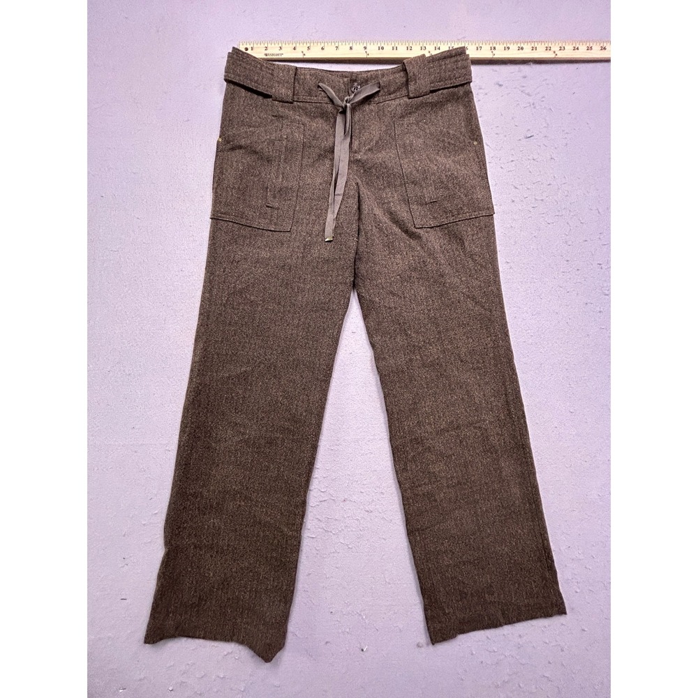 Cartonnier Anthropologie Trousers Polyester Viscose Brown Herringbone 8 Womens